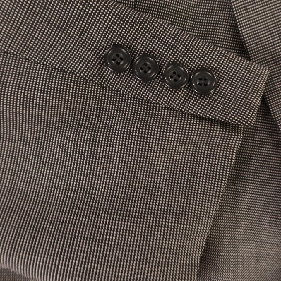 Jaqueta Aquascutum Antiga L Cinza Olho de Pássaro 100% Lã Sarja Penteada Blazer Canadá 44R - Imagem 4 de 4