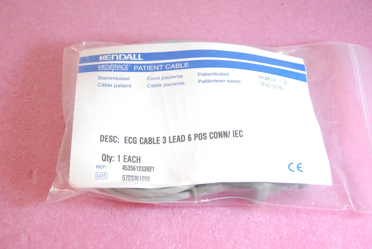 Kendall ECG cable 3 lead 6 pos conn/ IEC Trunk Cable Philips  