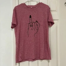 Engaged ring finger up short sleeve tee, size medium