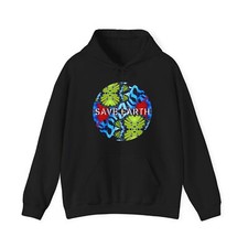 Save Earth Unisex Heavy Blend  Hooded Sweatshirt Black