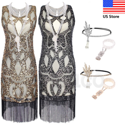 Retro Flapper 1920s Costume Womens Gatsby 20s Party Gown