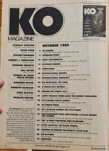 KO Magazine October 1982 Issue Sugar Ray Retires Randy Tex Cobb Larry Holmes - Picture 2 of 2
