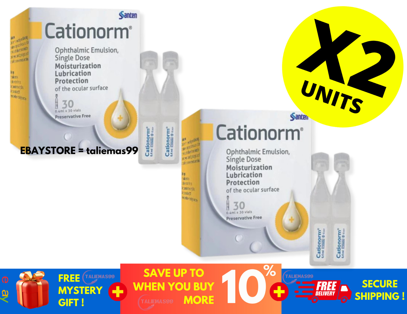 CATIONORM Emulsion 30 vial (0.4ml) Dry Eye Tear Drop Compati