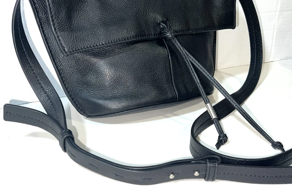 Lucky Brand Cuero Negro Solapa Ajustable Bandolera Hobo Bolso de Hombro Bolso de Mano Cartera Foto 2 de 4