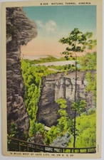 Natural Tunnel Virginia Linen Postcard Posted Landscape
