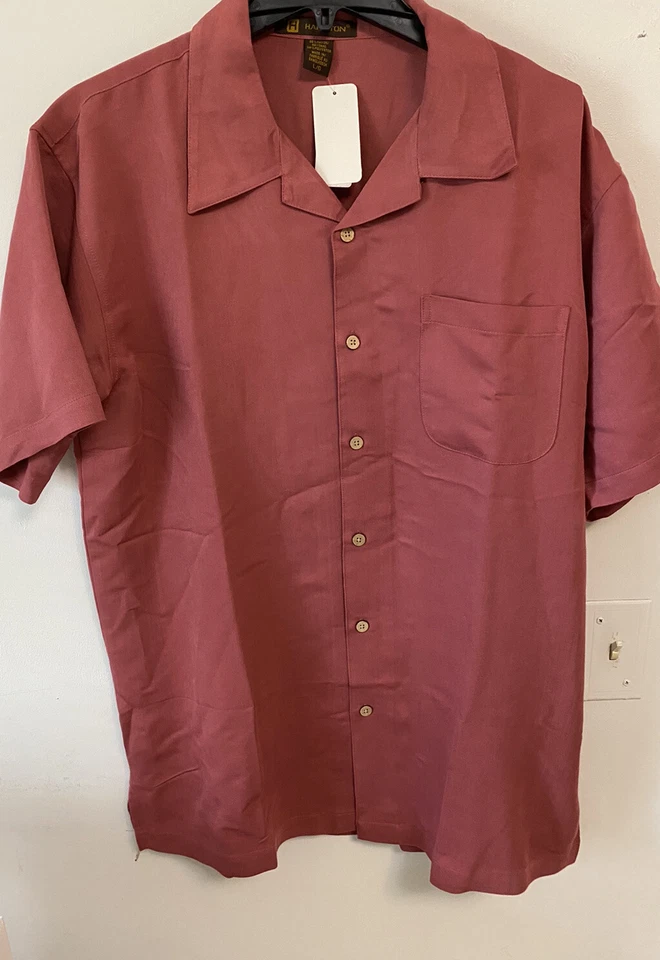 Camp Shirt Harriton Men's Tile Red Bahama Cord Size Large New - Image 3 of 4
