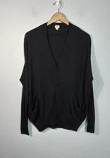 WILFRED Cardigan Womens  Small Aritzia Silk Cashmere Cotton Relaxed V-Neck Black