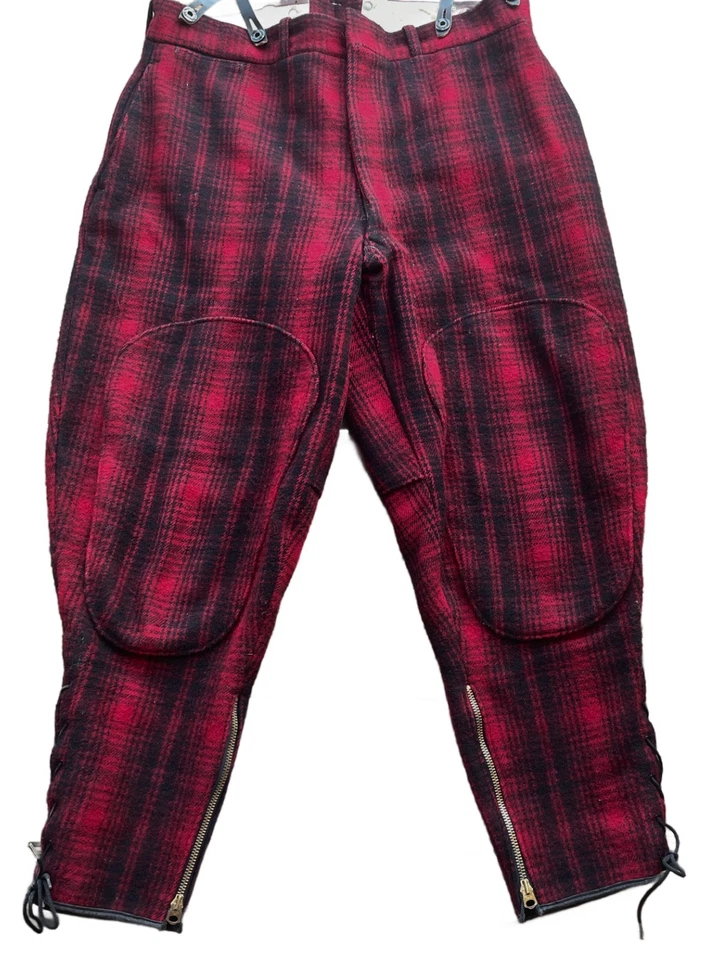 Woolrich hunting pants plaid black red suspenders 34 waist HUNTER COSTUME - Image 4 of 4