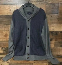 Cremieux Collection Cardigan Men Large Cashmere Cotton Blend Shawl Preppy Dad