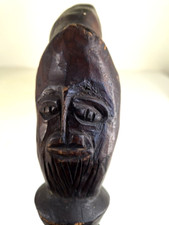 Antique Walking Stick Folk Art Hand Carved Wooden Walking Cane w/ Wrapped Snake