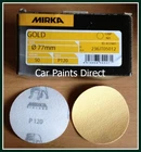 50 Mirka Gold 3" 77mm Sanding Discs P120 Grit (Velcr No Holes)