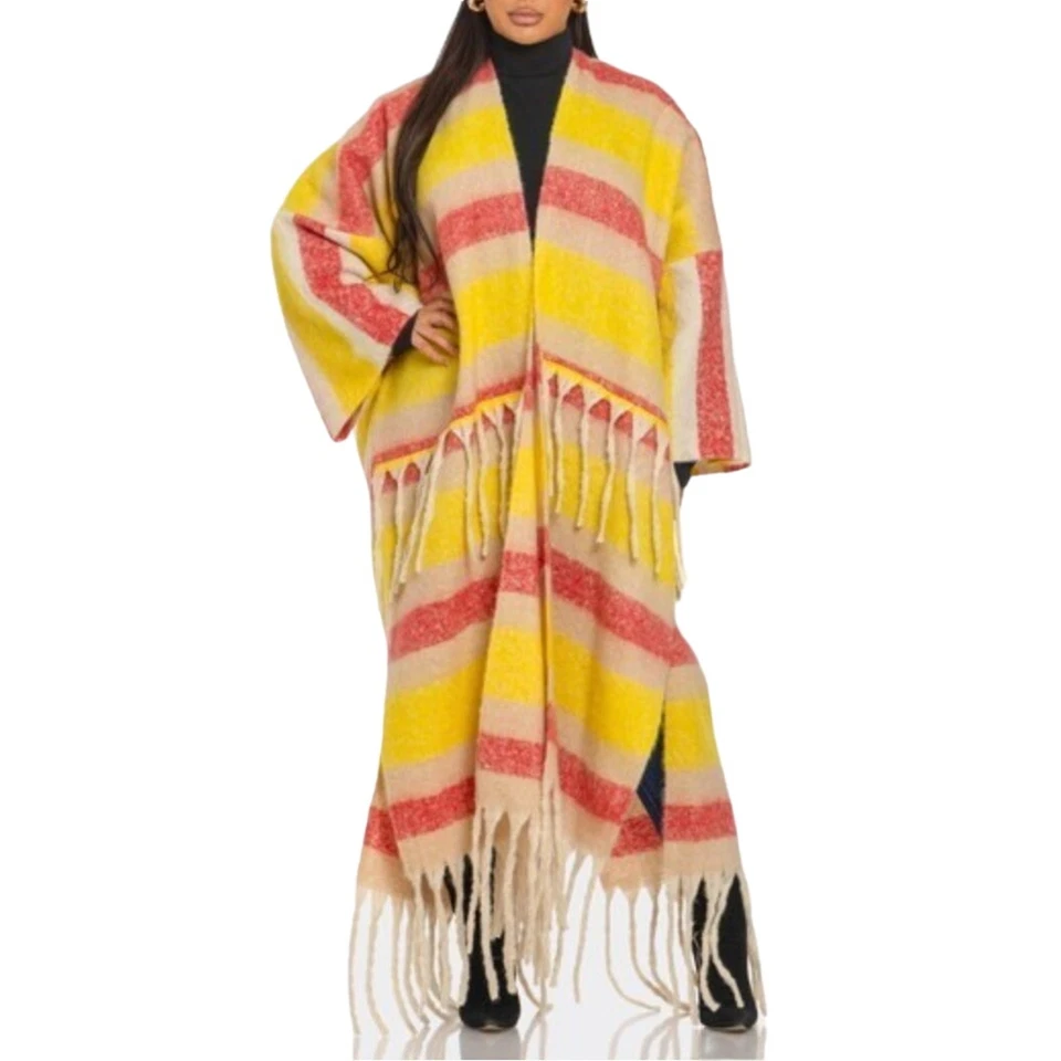 Cárdigan plumero manta Hudson Bay talla única kimono vaquera occidental palangre Foto 4 de 4