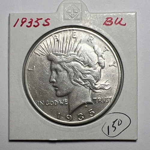 1935-S San Francisco Mint Peace Silver Dollar Marked BU From Old Collection