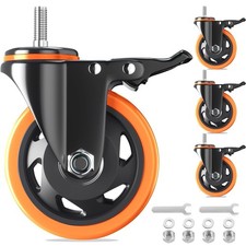 5 Inch Stem Caster Wheels Heavy Duty with Dual Locking 2200Lbs, Threaded Stem...