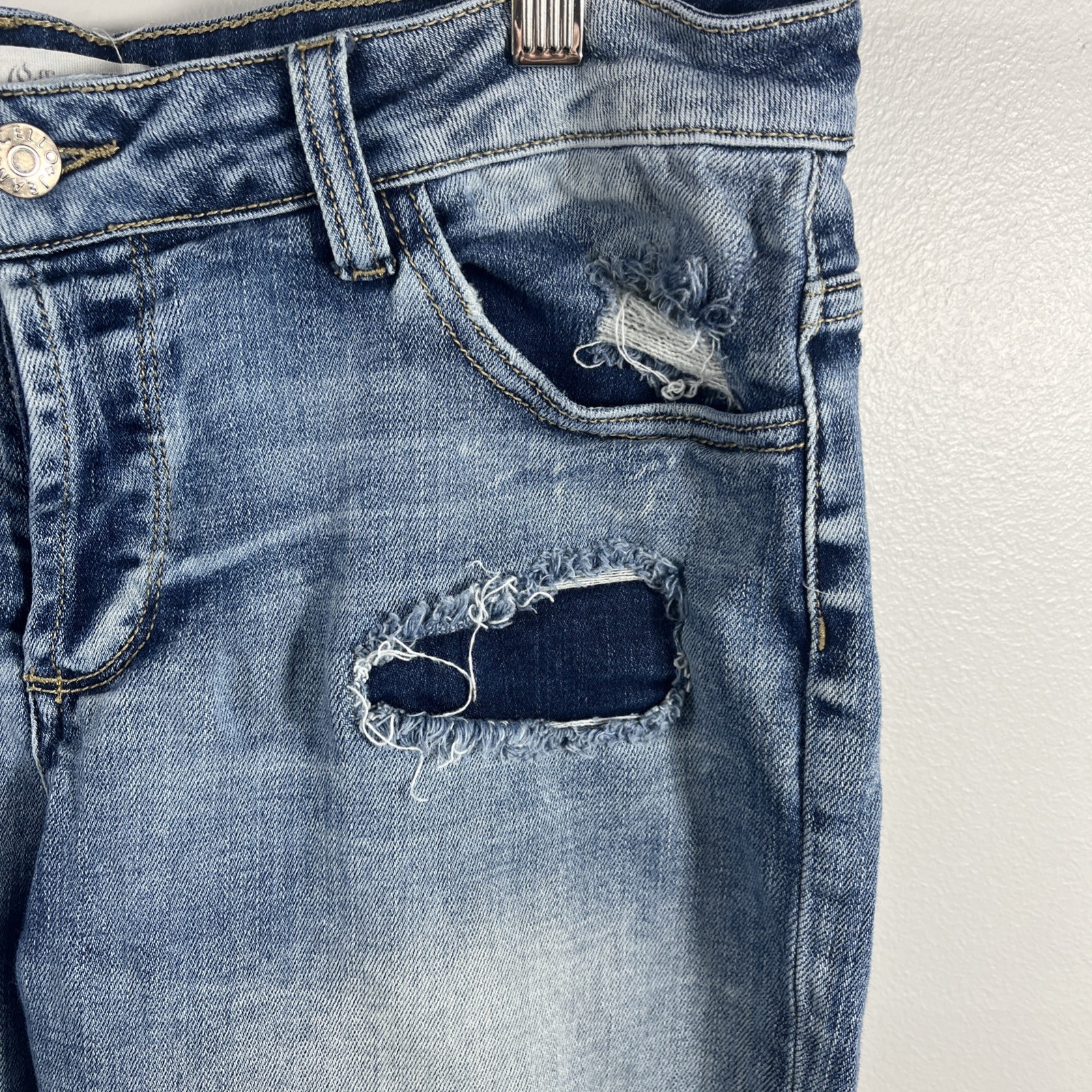 Cello patchwork jeans Denim Cropped Distressed Hi… - image 3