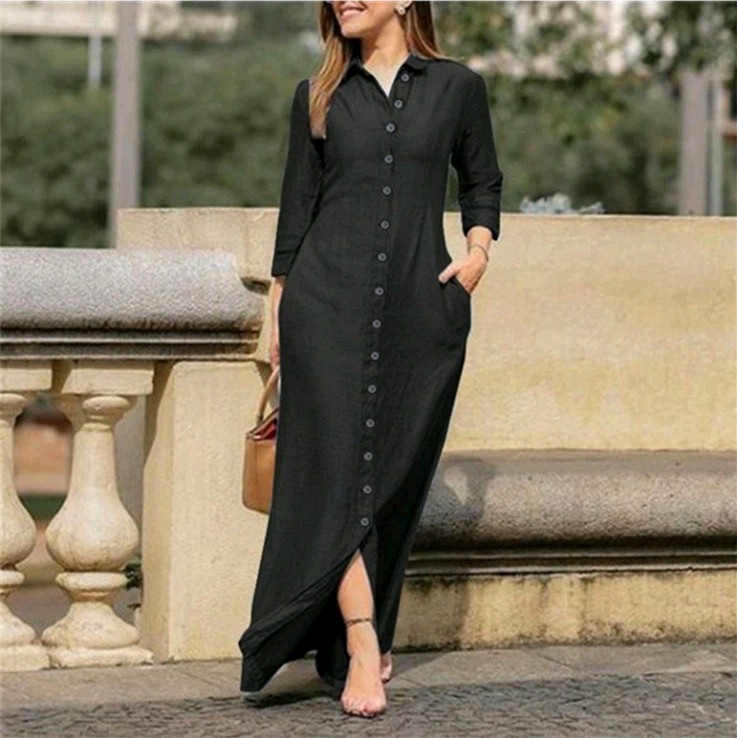 Womens Casual Button Down Denim Maxi Dress Long Sleeve Long Jean Dresses Womens Casual Button Down Denim Maxi Dress Long Sleeve Long Jean Dresses