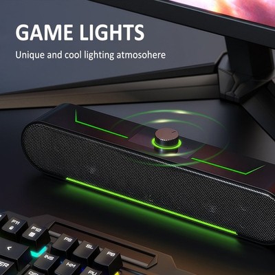 LED Computer Lautsprecher Bluetooth USB Soundbar für PC,Desktop,Laptop,Monitor