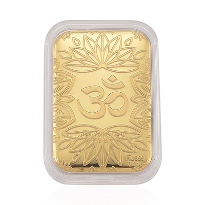24K Golden Chakras Om Luminous Lotus Emboss Sheet 10mg 31x45.5mm