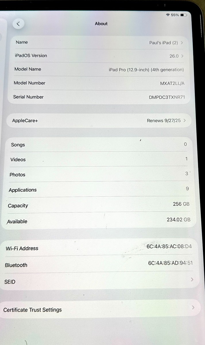 Apple iPad Pro 12.9-inch (4th generation) A2229 256 GB, Wi-Fi