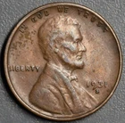 1931-S 1C LINCOLN WHEAT BRONZE CENT KM# 132 Grade:  F+/VF  A6993