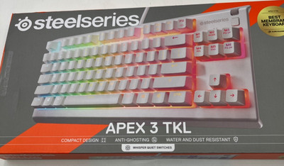 SteelSeries Apex 3 TKL White Wired Gaming Keyboard Anti-Ghosting Compact RGB