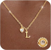 Buchstaben Kette 18K Vergoldet Zirkon Herz AnhäNger A-Z Mode Schmuck Geschenk