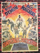 Póster de la película Blue Demon Campeones Justicieros 1971 - Lucha Libre México 27"x37"