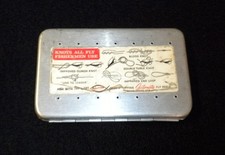 68 Vintage Fishing Trout Flies with Vintage Aluminum Case Age 50 yrs