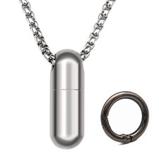 Titanium Pill Container with Kechain Necklace Waterproof Pill Case