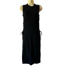 Future Collective Black Midi Knit Sweater Dress, Size Small Lace Up Bodycon