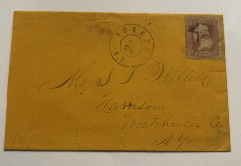 Vintage 1860s Yonkers New York Star Postmark US Postal Cover