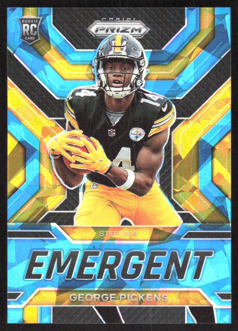 2942I 2022 Panini Prizm #E-17 George Pickens Emergent Prizms Blue Ice #/99
