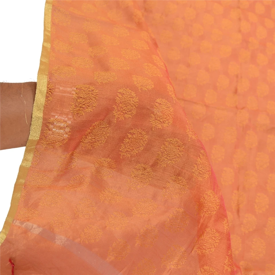 Санскрити винтажный Dupatta длинный украл искусства шелк оранжевый цветочный сплетенный надежном шарфы - Изображение 2 из 4