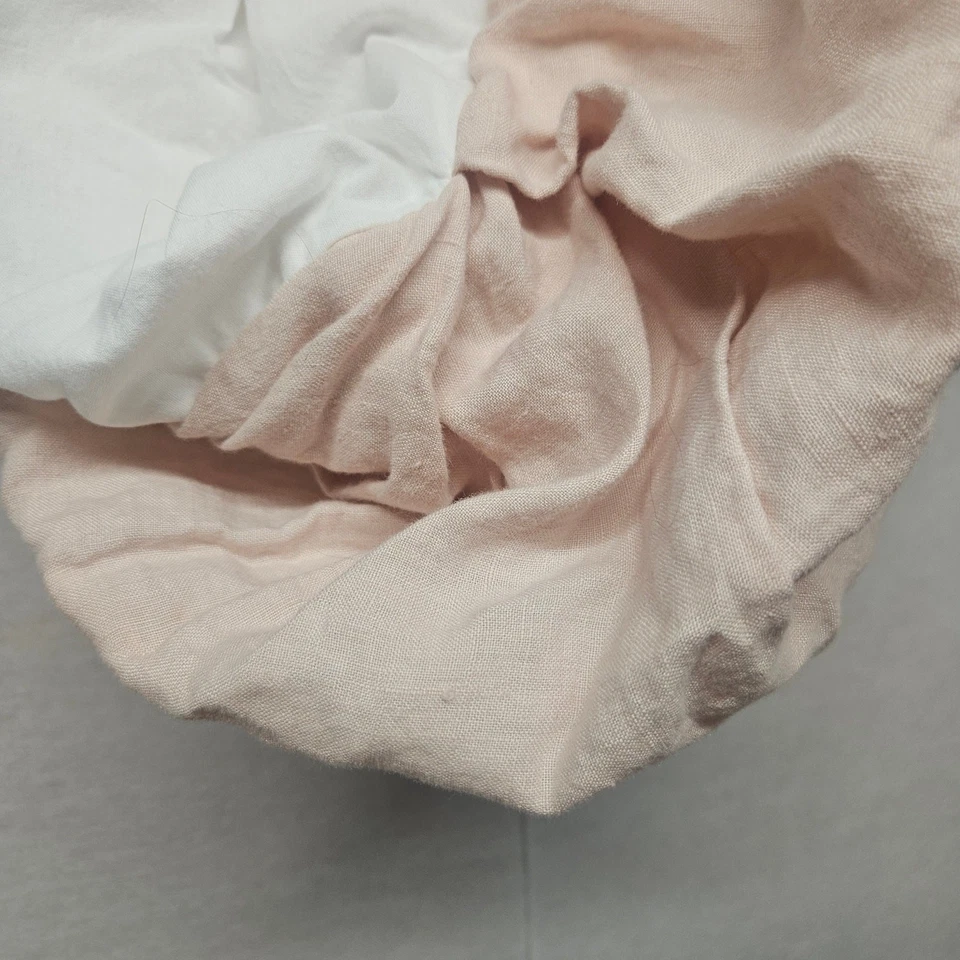 Pottery Barn Kids Blush Pink Linen Crib Sheet and Crib Skirt - Image 3 of 4