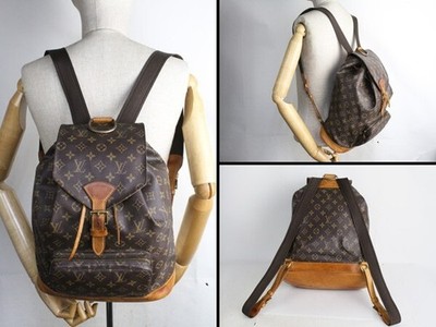 LOUIS VUITTON Backpack Montsouris GM 1995 PVC Coated Canvas Leather USA Made
