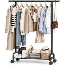Apexchaser Clothes Rack-Large-Capacity Rolling Clothing Racks Shelves Hanging