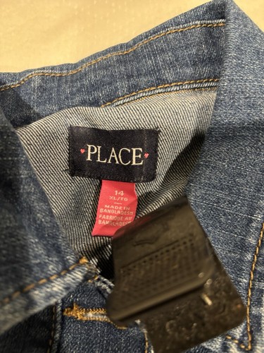 Children's Place Girls Jean Jacket Denim Jacket Girls Size XL 14 Darkwash - Picture 2 of 6