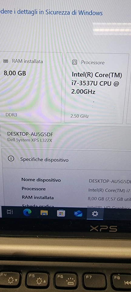 NOTEBOOK DELL XPS L322X 13,3" I7-3537U RAM 8GB 250gb Msata LEGGERE Bene - Immagine 4 di 4