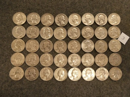 40 coin US Washington Quarters Pre '65 90% Silver $10 face Ships FREE! Lot