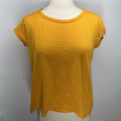 Micheal Kor Shirt - Medium Yellow Orange Shirt Cropped Sleeves