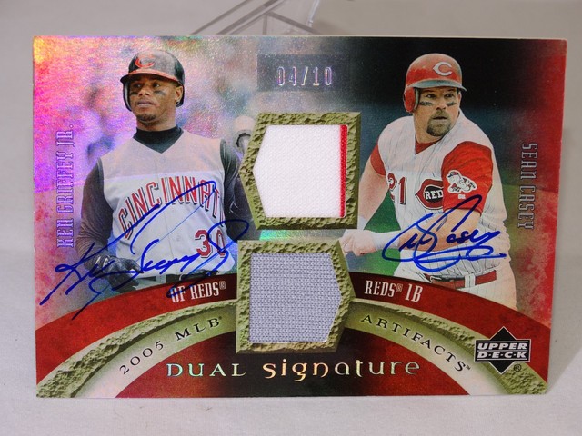 Ken Griffey Jr Sean Casey 2005 UD Artifacts DUAL Signed GU JSY AUTO # 4/10 RARE