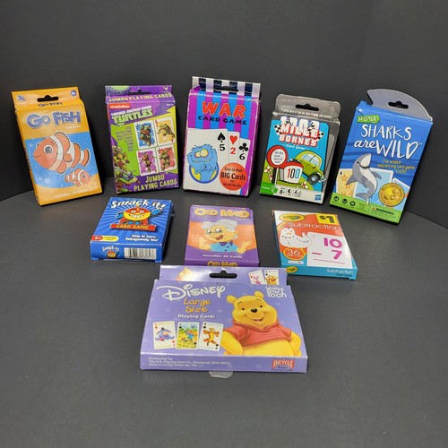 Lot of 9 Kids Card Games Go Fish Ninja Turtles Old Maid Sharks Are Wild and more