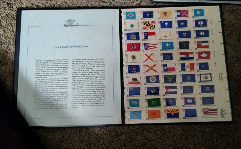 Postal Booklet - US Stamp 1976 State Flags Sheet of 50 Stamps Scott #1633-82 - Image 2 of 4
