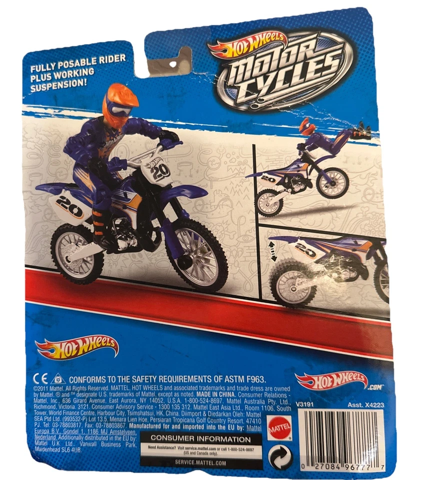Hot Wheels Motorcycles Moto #20 2011 azul escala 1:18 nuevo sin abrir raro Foto 3 de 3