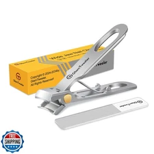 Anti-Splash Wide Jaw Opening Nail Clippers - GlamTweeler Ultra Sharp Extra La