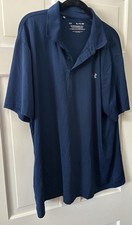 Under Armour Polo Shirt Mens XL Blue Logo Heatgear Loose Fit Golf Performance