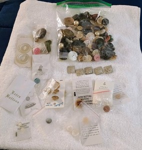 Over One Pound/Vintage Buttons Crafts Sewing Mixed Variety Lot As Shown