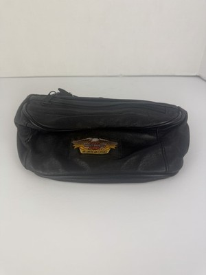 Harley Davidson Waist Bag Fanny Pack Black Top Leather Adjustable