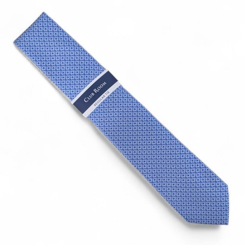 Cravatta cravatta uomo Club Room Davie Mini stampa pesce classica 3,25" blu cadetto - Foto 2 di 4