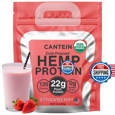 Cantein Organic Plant Based Protein Powder - 100% Hemp Protein Vegan Shake Mix -